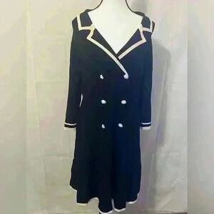 Goelia‎ Mini Sweater Dress Button up 3/4 Sleeve Knit -Black Women's Size 10/XL